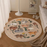 Round Living Room Carpet Ins Style Rabbit Pattern Bedroom Bedside Rug Soft Thick Cute Home Decoration Sofa Mat Alfombra Tapis 러그