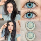 New 1 Pair Korean Lenses Colored Contact Lenses for Eyes with Diopters 0~-8.00 Blue Cartoon Pupils Soft Fashion Lenses