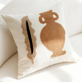 45x45cm Embroidered Cushion Covers Set, Aesthetic Boho Style for Bedroom & Sofa, Brown & Beige Decorative Pillow Cases