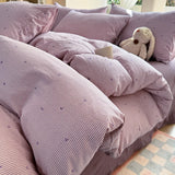 Korean Bow Bedding Sets For Girls 2025 New Duvet Cover Set Queen Full Size Flat Bed Sheet Quilt Cover Pillowcase Kawaii
