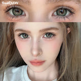 1 Pair Gray Colored Contact Lenses Natural Pupils Eyes Soft lenses Soft Contacts 14.50mm