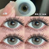 2Pcs New Colored Contact Lenses with Prescription Myopia Degree 0.00- 8.00 Grey Purple  Lens Eye Beauty Pupil Soft Lens