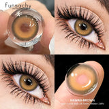 2pcs Colored Lenses For Eyes HAWAII Series Natural Beautiful Cosmetic Contact Lenses Yearly Use Myopia Beautiful Pupil