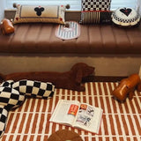 Retro Brown And White Striped Carpet American Ins Style Living Room Bedroom Non Slip Wear Carpet Home Decoration