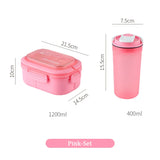 Student Lunchbox Mug Set Double Layer Food Cooler Portable Bento Box with Cutlery Microwavable Food Container