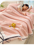 Ins Girl Bow Summer Thin Quilt Seersucker Washed Cotton Summer Quilt Single Dormitory Air Conditioner Blanket Machine Washable