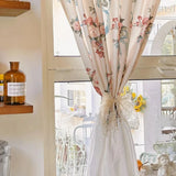 French Romantic Flowers Curtains Cloth for Living Room Lace Warp Ruffled Rose Tulle Curtains for Kitchen
