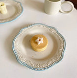 8.5in Flower Embossing Fruits Dessert Plate Ceramic Bread Candy Snacks Dishes Home Party Salad Steak Plates Chic Decor Tableware