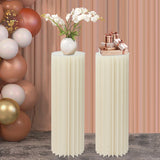 2-Pack Reusable Folding Cardboard Centerpiece Stand Decor | Cylinder Flower Display Column & DIY Plant Holder for Anniversary