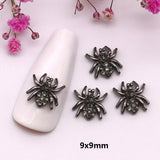 10-Pcs Halloween Ornaments 3D Metal Nail Art Decorations Gold Silver Black Skull Spider Hand Skeleton Design Nail Accessories