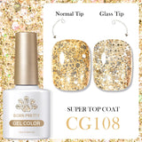 10ml Glitter Sequins Gel Nail Polish Shining Soak Off UV Semi-permanent Varnish Base Top Coat Hard Gel Design
