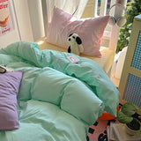 New solid color simple washed cotton student bed sheet four-piece set machine washable student dormitory three-piece set