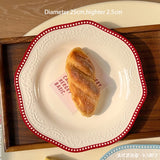 French Dessert Plates Exquisite Household Breakfast Dish Retro Coffee Shop Ceramic Tableware Chic Relief Western Cuisine Plate
