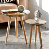 Creative Round Nordic Wood Coffee Table Storage Tea Fruit Service Plate Tray Bed Home table Living Room Table Sofa Side