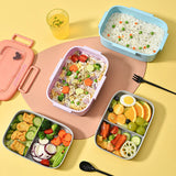Portable Lunch Box, Lunch Container for Kids, Double Bento Box with Tableware, Microwaveable Food Storage Container