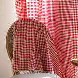 Red White Plaid Curtains Blackout Check Pattern Rod Pocket for Living Room Bedroom Christmas Decoration Semi Sheer Window Drapes