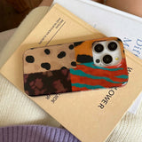 Vintage montage ins phone case for iphone 14promax 15pro 13 16 15 12 pro max 16promax 13pro 14 leopard zebra stripes amber cover