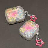 Cartoon Pink Stars Pattern Earphone Case For AirPods 4 4th Cover TPU Shockproof Headphone Coque For AirPods Pro 2 2nd 3 2 Cases