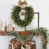 New Christmas Bells Wreath Linen Bow Natural Material Home Decorations Christmas Wreath