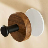 Walnut Wood Door Hook Adhesive Bathroom Towel Rack No-Drill Wall-Mounted Coat Hanger Wooden Hook for Kitchen or Bathroom