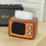 Retro Resin Tv Tissue Boxex Home Living Room Tissue Case Kitchen Countertop Tissue Storage  Multifunctional Napkin Storage Boxes