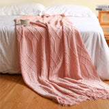 Herringbone Faux Cashmere Throw Blanket Lightweight Fuzzy Soft Cozy with Chevron Fringe Travel-Friendly Farmhouse Christmas Gift