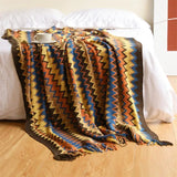 100% Acryl Hand Knitted Blanket with Tassel Summer Blanket Bed Sofa Travel Breathable Chic Bohemian Soft Comfortable Blanket