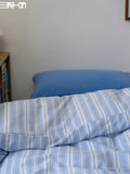 Fre Cotton Waed Stripe Bedding Set Pure Cotton Color Woven Bed eet Quilt Cover Pillowcase Comforter Cover Tee Piece Set
