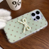 Fresh Stereo Bow Polka Dot Mobile Phone Case Suitable for Apple for Iphone16Promax Case/For Iphone15Promax Case/14Pro Case/13 Iphonecase/Fashionable Women's Mobile Phone Case/Simple Mobile Phone Case