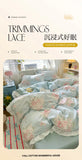 4Pcs Korean Princess Style Floral Ruffles Bedding Set Single Queen Size Soft Skin-friendly Washed Cotton Duvet Cover Pillowcase