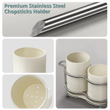 Chopsticks holder,Utensil Holder with 2 Compartments, Stainless Steel Utensil Drying Rack with Drain Tray,Forks, Knives, Spoons
