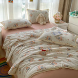 Printed Floral Summer Quilt Four Piece Set Suitable for Bedroom Bedding Set Summer Quilt Bed Sheet With Pillowcases Home Textile