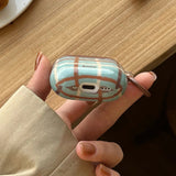 Korea Fashion Brown Plaid Splicing Pattern Retro Neck Lanyard Shockproof Protection Case For AirPods 4 3 2 1 Pro 2 Earphone Case