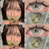 2pcs Blue Big Eyes Colored Contact Lenses Green Butterfly Series Lenses with Degree 0~-8.00 for Eyes Makeup Soft Pupils
