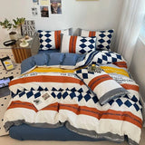 Nordic Style Pure Cotton Printed Bedding Sets Ultra Soft and Skin Friendly Fitted Sheet Kit Home Twin Bedclothes for Adults