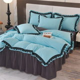 Princess Style Bedding Set Ruffle Duvet Cover With Lace Soft Four Piece Set Quilt Cover Bed Skirt Pillowcase Girls Bedroom Decor