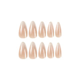 24pcs Simple Gradual Fake Nails Press on Long French Ballerina Nail Art Reusable Almond False Nails Acrylic Full Cover Tips