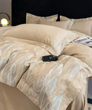4Pcs Cotton 100% Light Luxury High-End Style 140 Long Staple Cotton Full Set Of Bedding Duvet Cover 200x230 220x240 Four Seasons