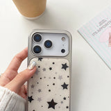 Luxury Star Pattern Five-pointed Stars Printed Plated Frame Phone Case for iPhone 16 15 14 17 Pro Max Shockproof Cover Funda