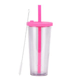 700ml,Double-Layer Straw Cup/MUG,Drinkware,Environmentally Friendly Plastic,Large Diameter,Transparent Milk Tea Cup,Holiday Gift