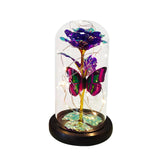 Gift Floral Rose Flowers Glass Rose Lighted Artificial Roses For Anniversary Romantic Gift Valentine'S Day