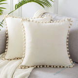 Velvet Cushioncover pillowslip with Ball Soft Decorative Cushion Home Decor for Sofa Set Bedroom Pillowcase Blue Pink Pillow