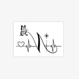 Alphabet N Collarbone Tattoo Sticker Temporary Tattoo Butterfly Heartbeat Line Star Waterproof Long-Lasting Ins Style Small Patt