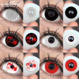 1 Pair Colored Contact Lenses for Eyes Cosplay White Lenses Black Eye Anime Lenses Halloween Cosmetic Cosplay Lenses