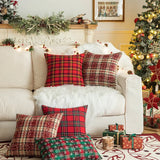 Christmas Plaid Cushion Cover Cotton Decorative Pillows for Sofa Bed Living Classic Green Red Throw Pillow Cover Home Decor Gift