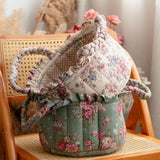 Pastoral Fabric Storage Basket Sundries Toys Cosmetics Storage Basket Home Decoration Cute Floral Underwear Storage Basket