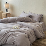 100% Cotton Wrinkled Yarn Flower Embroidery Bedding Set Single Queen King Size Duvet Cover Flat/Fitted Sheet Lace-Up Pillowcases