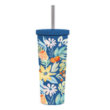 830ML Large Hole Thermos Cup With Straw And Pattern,Mug,Double Layer Stainless Steel Vacuum Flasks,Portable Insulated Water Cup