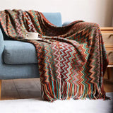 100% Acryl Hand Knitted Blanket with Tassel Summer Blanket Bed Sofa Travel Breathable Chic Bohemian Soft Comfortable Blanket