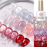 10ml Glitter Sequins Gel Nail Polish Shining Soak Off UV Semi-permanent Varnish Base Top Coat Hard Gel Design